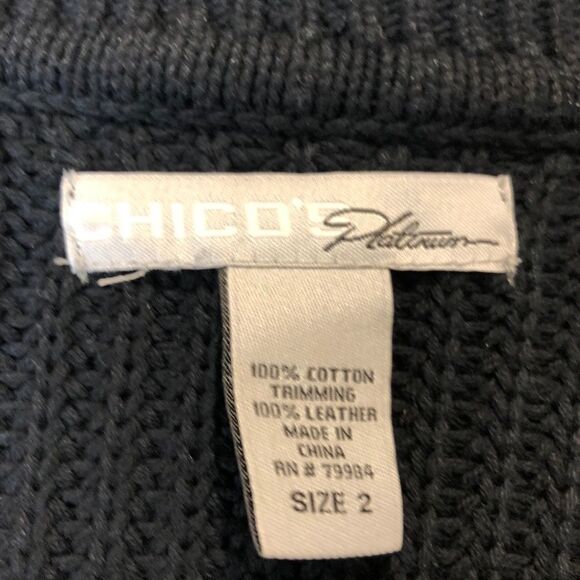 Chico’s Platinum zip leather front sweater size XL - Picture 8 of 10